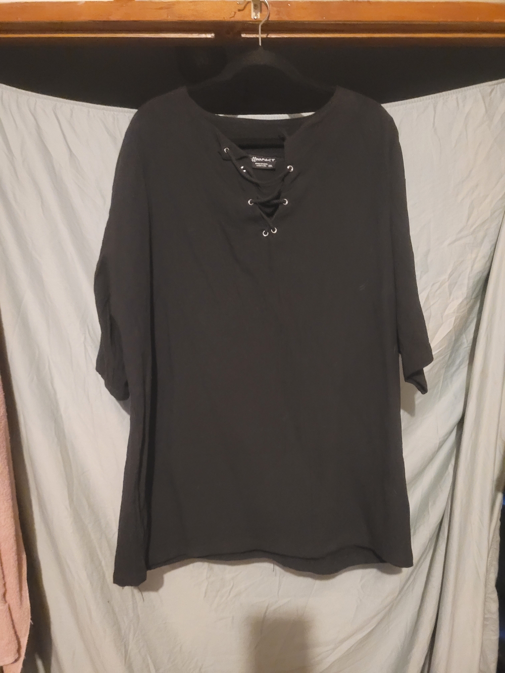 Impact Sportswear Black Lace-Up Shirt XXL